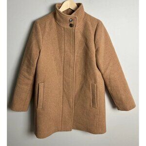 J. Crew City Coat With Button Neck Wool Blend Heather Mushroom Size 8 Women’s